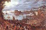 Jan The Elder Brueghel Canvas Paintings - Great Fish-Market